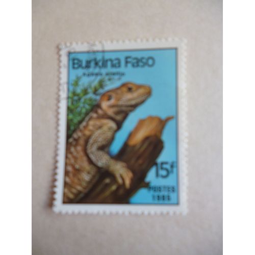 Timbre "Burkina Faso :1985 : Lézard : Agama Stellio".