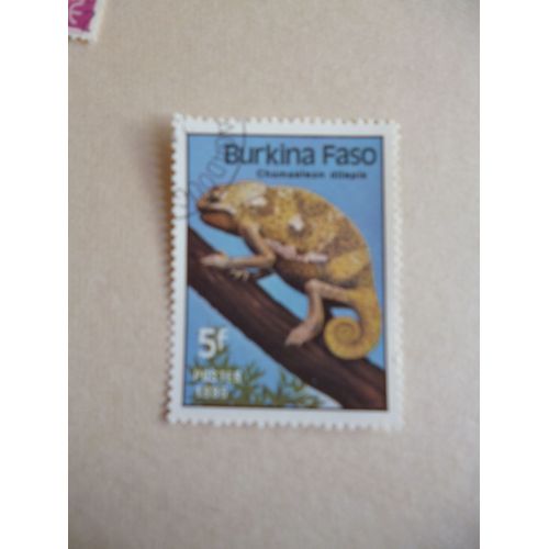 Timbre "Burkina Faso :1985 : Caméléon ".