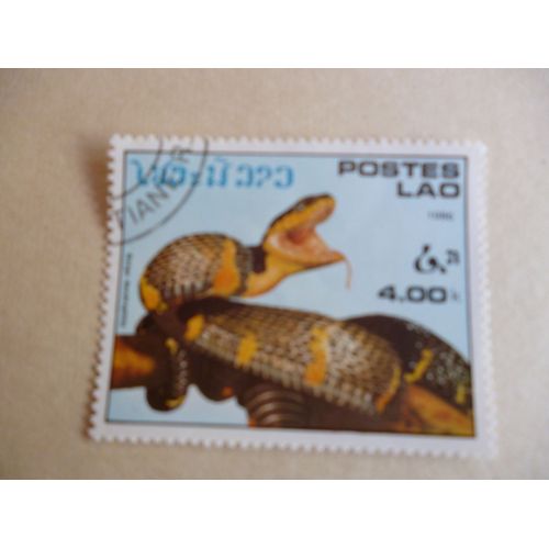 Timbre "Laos 1986 :Python Boiga Dendrophila".
