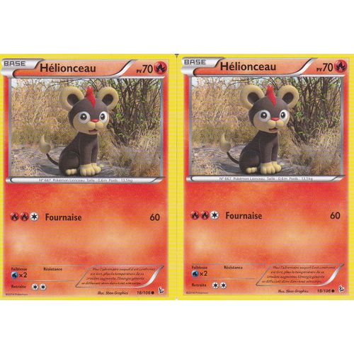 Lot De 2 Cartes Pokemon - Helionceau - 18/106 - Xy Etincelles -