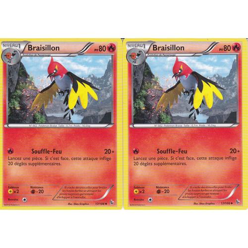 Lot De 2 Cartes Pokemon - Braisillon - 17/106 - Xy Etincelles -