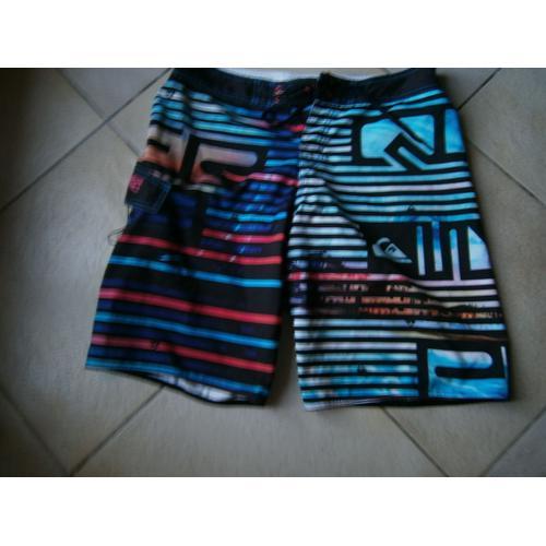 Short De Bain Homme Fond Noir Multicolore Taille U.S 33 Marque Quiksilver