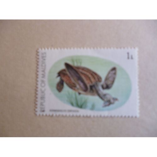 Timbre "Maldives :Tortue:Dermochelys Coriacea".