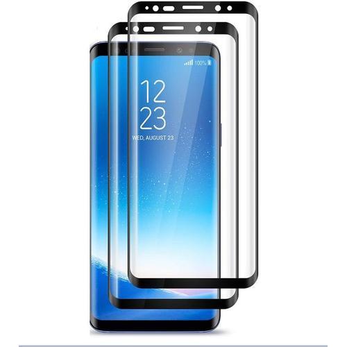 Hqselection® Lot De 2 Verre Trempé Couverture Complète Pour Samsung Galaxy S8 Plus .Film De Protection D'écran Bord Noir- Anti Rayures - Ultra Résistant Dureté 9h