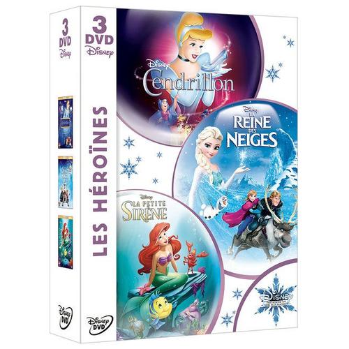 Coffret 3 DVD - Les héroïnes : La Reine des Neiges + Cendrillon + La petite  sirène - Pack