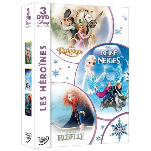 Coffret 3 Dvd -  Les Héroïnes : La Reine Des Neiges + Raiponce + Rebelle - Pack