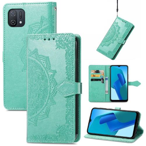 Étui Pour Oppo A16k Couverture Rabotant Motif Exquis Antichoc Simple Entreprise Étui En Cuir - Vert