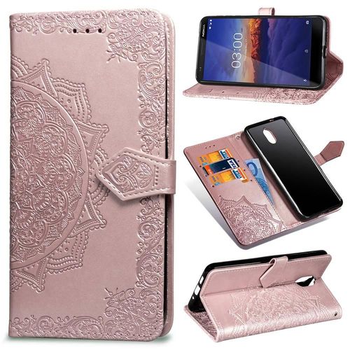 Étui Pour Nokia 3.1 Motif Exquis Couverture Rabotant Antichoc Simple Entreprise Étui En Cuir - Doré