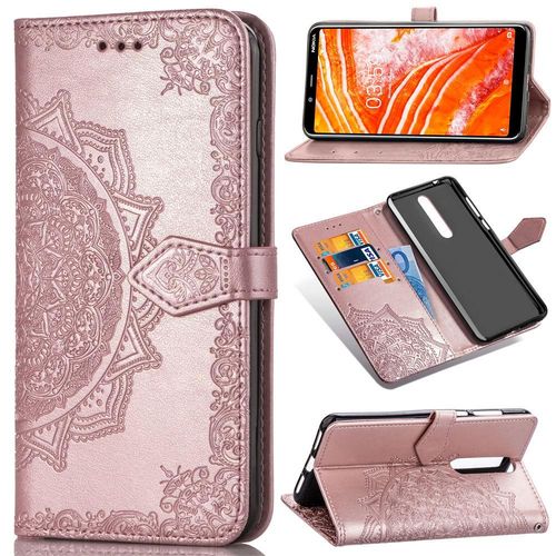 Étui Pour Nokia 3.1 Plus Couverture Rabotant Simple Entreprise Étui En Cuir Antichoc Motif Exquis - Doré
