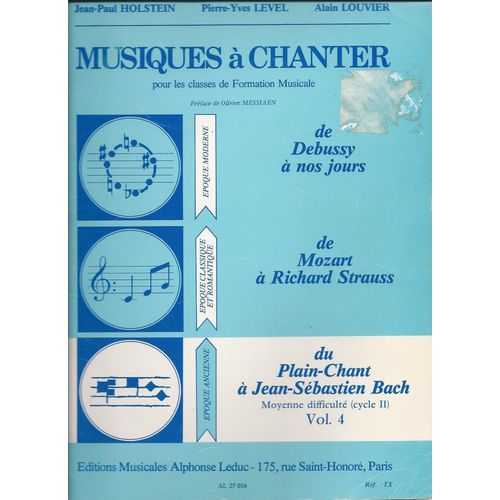 Musiques À Chanter Pour Les Classes De Formation Musicale - Moyenne Difficulté (Cycle Ii) Vol. 4