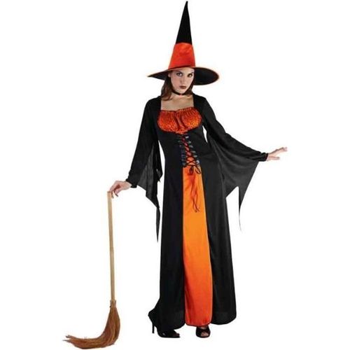 Déguisement De Sorcière Orange Femme - Ptit Clown - Robe En Polyester - Halloween - Adulte