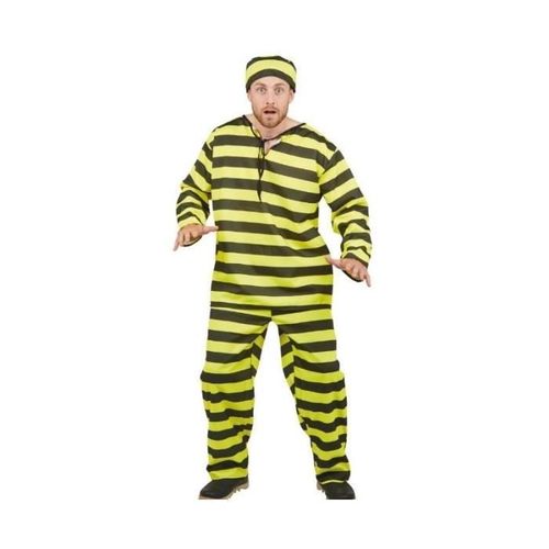 Déguisement De Prisonnier Jaune & Noir Adulte Ptitclown - Pantalon, Tunique Et Chapeau - Mixte