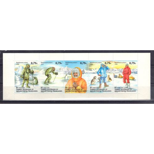 Terres Australes Et Antarctiques Francaises 2003 (Taaf) : Evolution De L'habillement Polaire De 1898 À 1996 - Carnet Contenant Une Bande Horizontale Composée De 5 Timbres Neufs **