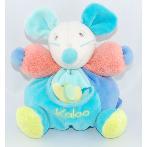 Kaloo Doudous Souris Boule Orange Bleu Vert Avec Poche Éléphant