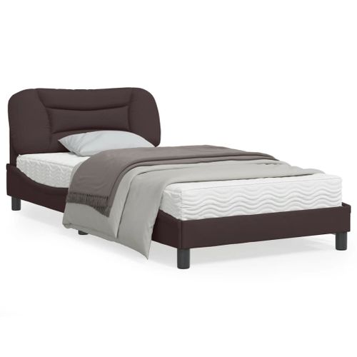 Vidaxl Cadre De Lit Avec Lumières Led Marron Foncé 100x200 Cm Tissu