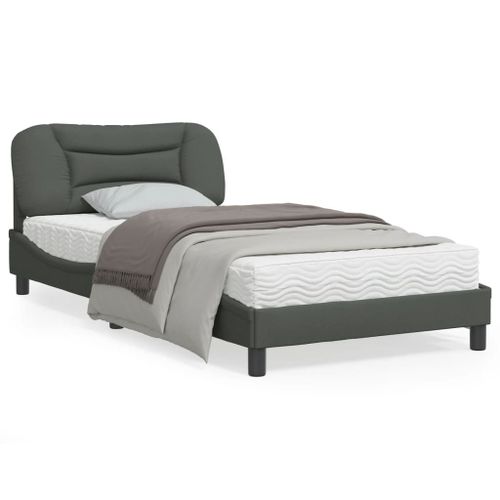 Vidaxl Cadre De Lit Avec Lumières Led Gris Foncé 100x200 Cm Tissu