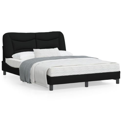 Vidaxl Cadre De Lit Avec Tête De Lit Noir 140x190 Cm Tissu