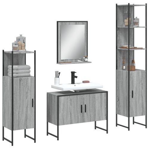 Vidaxl Ensemble D'armoires De Salle De Bain 4 Pcs Sonoma Gris