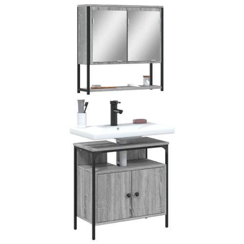 Vidaxl Ensemble De Meubles De Salle De Bain 2 Pcs Sonoma Gris