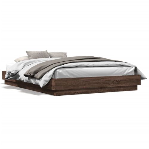 Vidaxl Cadre De Lit Avec Lumières Led Chêne Marron 150x200 Cm