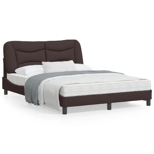 Vidaxl Cadre De Lit Avec Lumières Led Marron Foncé 120x200 Cm Tissu
