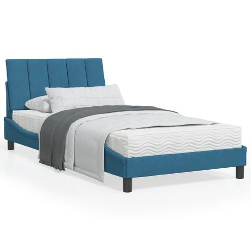 Vidaxl Cadre De Lit Avec Led Sans Matelas Bleu 100x200 Cm Velours