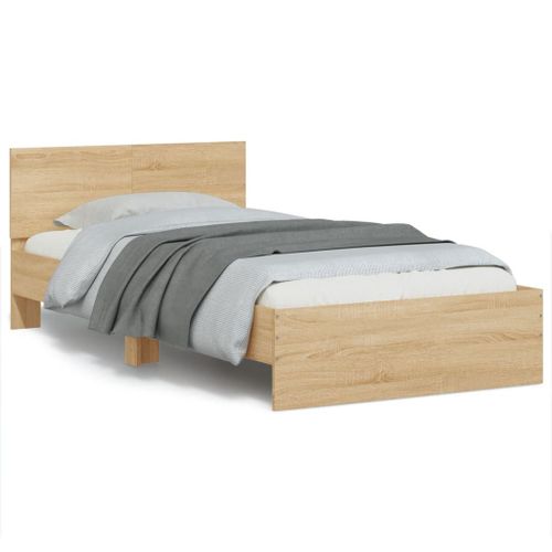 Vidaxl Cadre De Lit Tête De Lit Et Lumières Led Chêne Sonoma 100x200cm