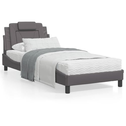 Vidaxl Cadre De Lit Avec Tête De Lit Gris 90x200 Cm Similicuir