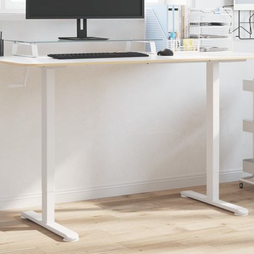 Vidaxl Cadre De Bureau Debout Blanc (94-135)X60x(70-114) Cm Acier