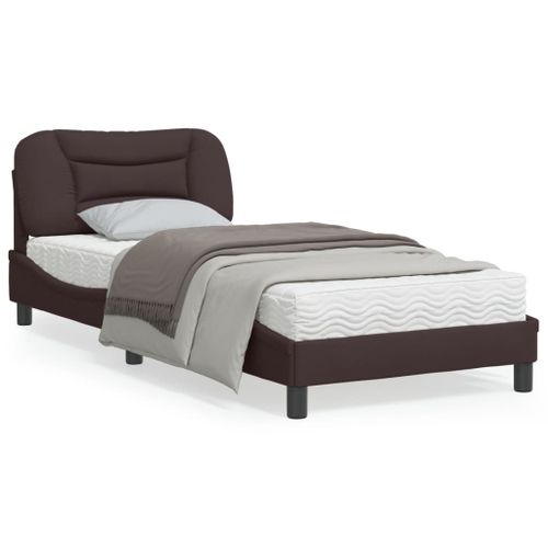 Vidaxl Cadre De Lit Avec Lumières Led Marron Foncé 90x200 Cm Tissu