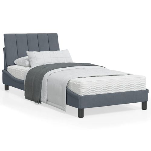 Vidaxl Cadre De Lit Avec Lumières Led Gris Foncé 90x200 Cm Velours