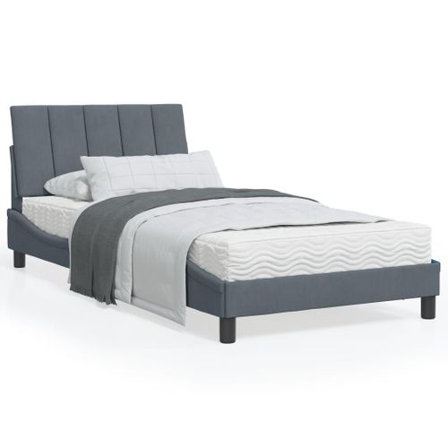 Vidaxl Cadre De Lit Avec Lumières Led Gris Foncé 100x200 Cm Velours