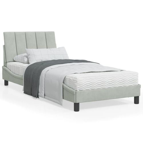 Vidaxl Cadre De Lit Avec Led Sans Matelas Gris Clair 80x200 Cm Velours