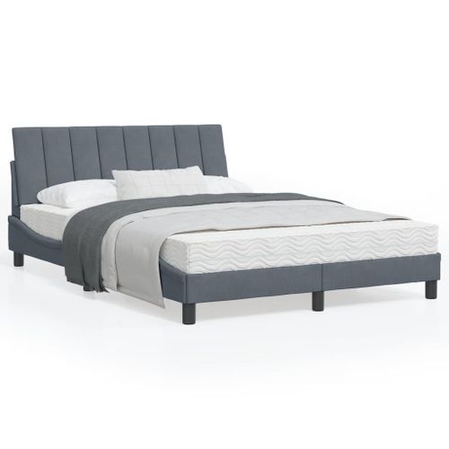 Vidaxl Cadre De Lit Avec Lumières Led Gris Foncé 120x200 Cm Velours
