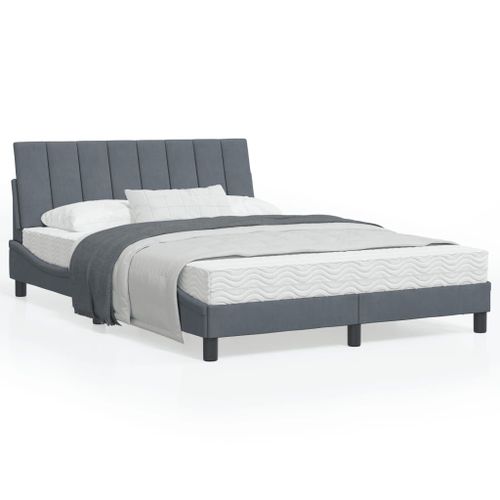 Vidaxl Cadre De Lit Avec Tête De Lit Gris Foncé 120x200 Cm Velours