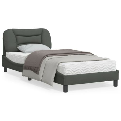 Vidaxl Cadre De Lit Avec Lumières Led Gris Foncé 90x190 Cm Tissu