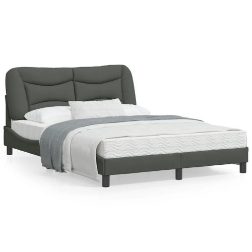 Vidaxl Cadre De Lit Avec Lumières Led Gris Foncé 120x200 Cm Tissu