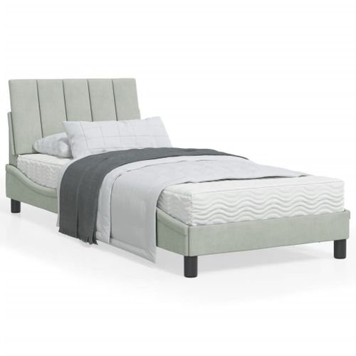 Vidaxl Cadre De Lit Avec Lumières Led Gris Clair 90x190 Cm Velours