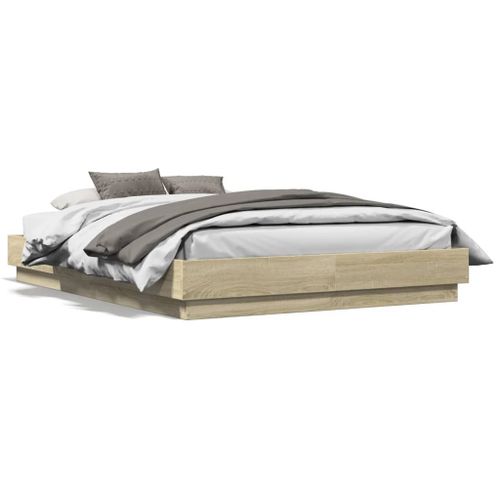 Vidaxl Cadre De Lit Avec Lumières Led Chêne Sonoma 140x190 Cm
