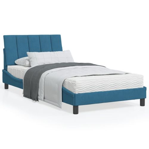 Vidaxl Cadre De Lit Sans Matelas Bleu 100x200 Cm Velours