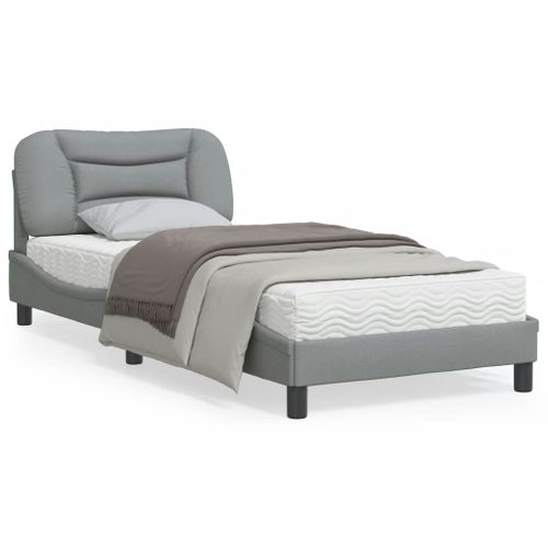Vidaxl Cadre De Lit Avec Lumières Led Gris Clair 90x190 Cm Tissu