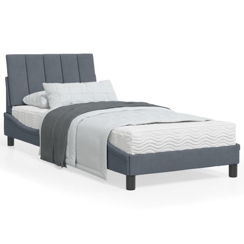 Vidaxl Cadre De Lit Avec Lumière Led Gris Foncé 90x190 Cm Velours