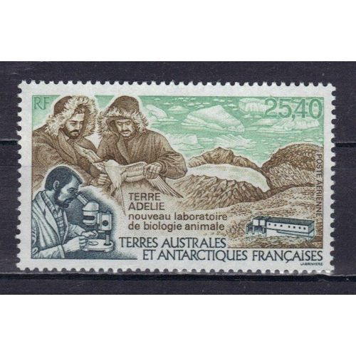 Terres Australes Et Antarctiques Francaises 1993 (Taaf) Poste Aerienne : Nouveau Laboratoire De Biologie Animale : Scientifique Au Microscope - Timbre 25 F. 40 Multicolore Neuf ** Cote 12,50 ¿