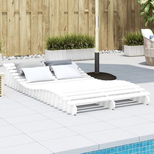 Vidaxl Chaise Longue Blanc 205x110x31,5 Cm Bois Massif De Pin