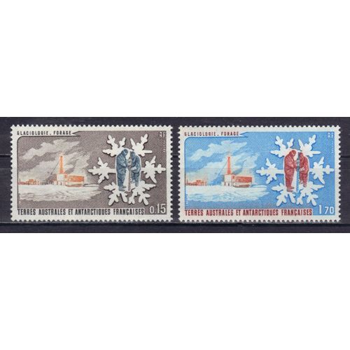 Terres Australes Et Antarctiques Francaises 1984 (Taaf) : Glaciologie : Station, Forage De La Glace Et Neige Cristallisée - Série Entière De 2 Timbres Neufs **