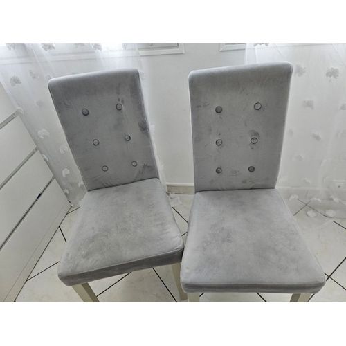 4 Chaises Velours Gris
