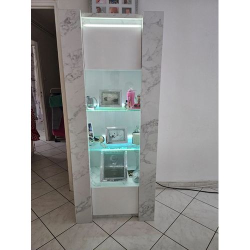 Vitrine Blanc Marbre Avec Led (L.75×H.180×P50)