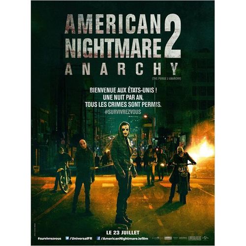 American Nightmare 2/Deux : Anarchy /The Purge: Anarchy - Véritable Affiche De Cinéma Pliée - Format 40x60 Cm - De James Demonaco Avec Frank Grillo, Carmen Ejogo, Zach Gilford, Kiele Sanchez - 2014