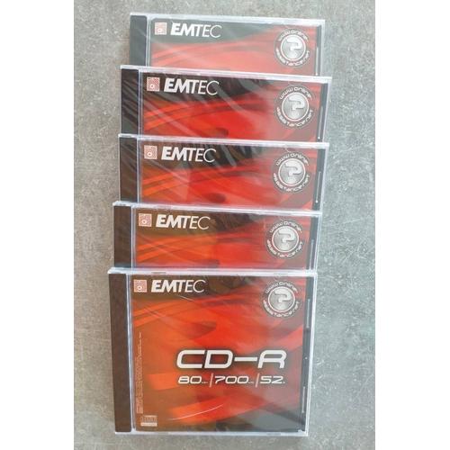 CD-R vierges EMTEC lot de 5 dans leurs emballage .80 minutes/700MB/52x