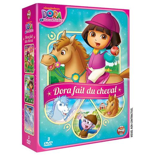 Dora L'exploratrice - Coffret Dora Fait Du Cheval : Dora Fait Du Poney + Dora Et La Forêt Enchantée + Dora Sauve La Princesse Des Neiges - Pack